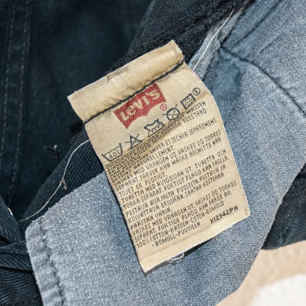 Vintage 90s Levi's 501-0165 Made in UK Black Rigid Denim Jeans 30x30 Button fly